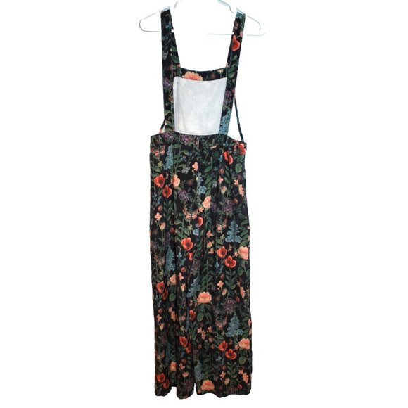 Cider Lightweight Corduroy Size Small Black Floral Pocket Wide Leg Jumpsuit - Picture 2 of 2